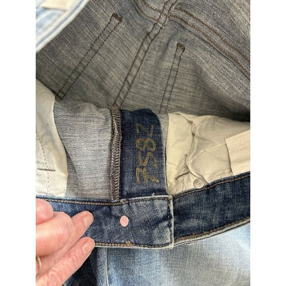 Pistola Womens Mid-Rise Whiskered Distressed Raw Hem Slim Leg Jeans Blue Size 27 - Picture 7 of 12